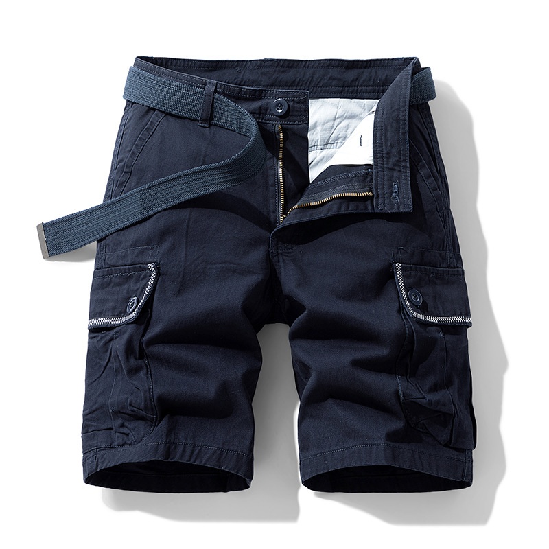 Vintage-Inspired Multi-Pocket Men's Cargo Shorts for Summer Casual Wear  (Belt Not Included)