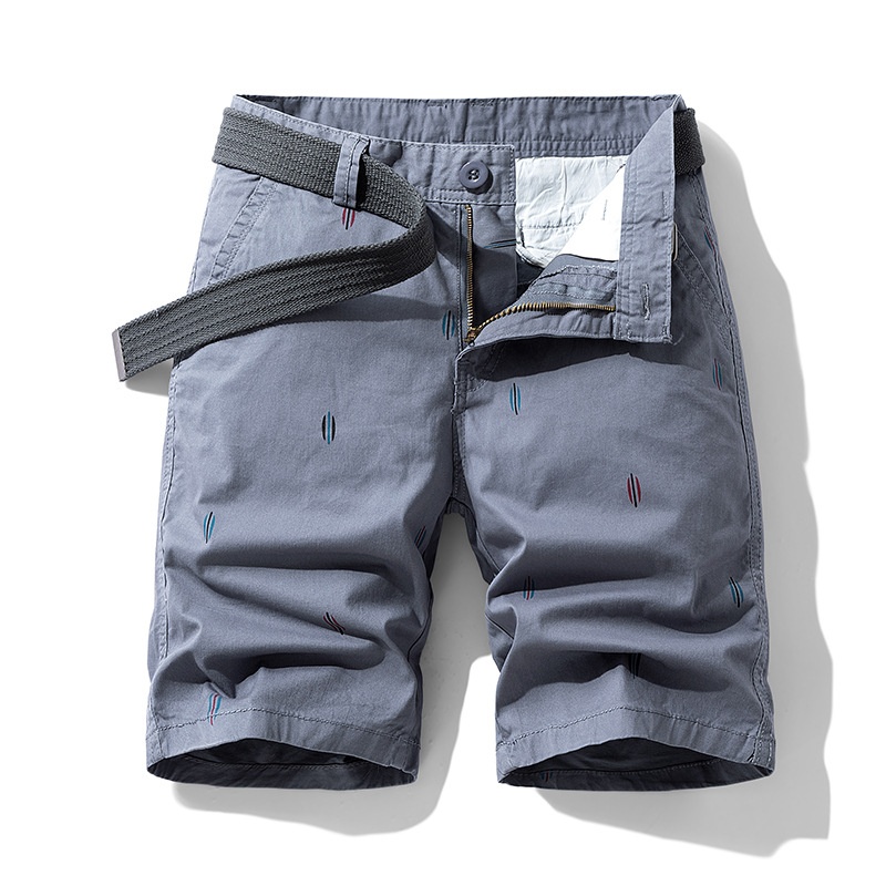 Embroidered Relaxed Fit Men's Cargo Shorts for Summer Casual Wear  (Belt Not Included)