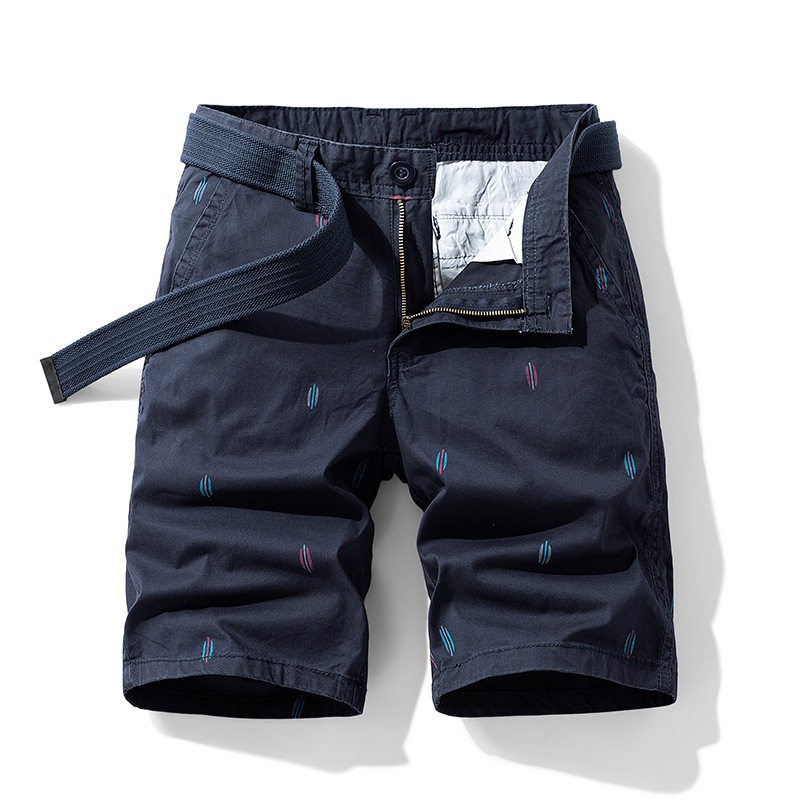 Embroidered Relaxed Fit Men's Cargo Shorts for Summer Casual Wear  (Belt Not Included)