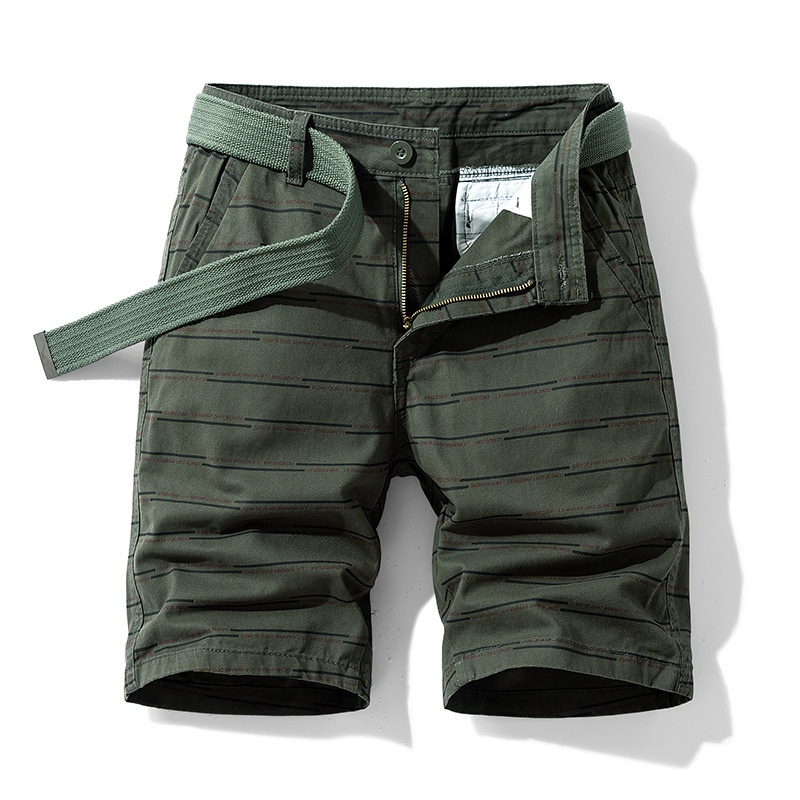 Relaxed Fit Striped Men's Cargo Shorts for Summer Casual Wear  (Belt Not Included)