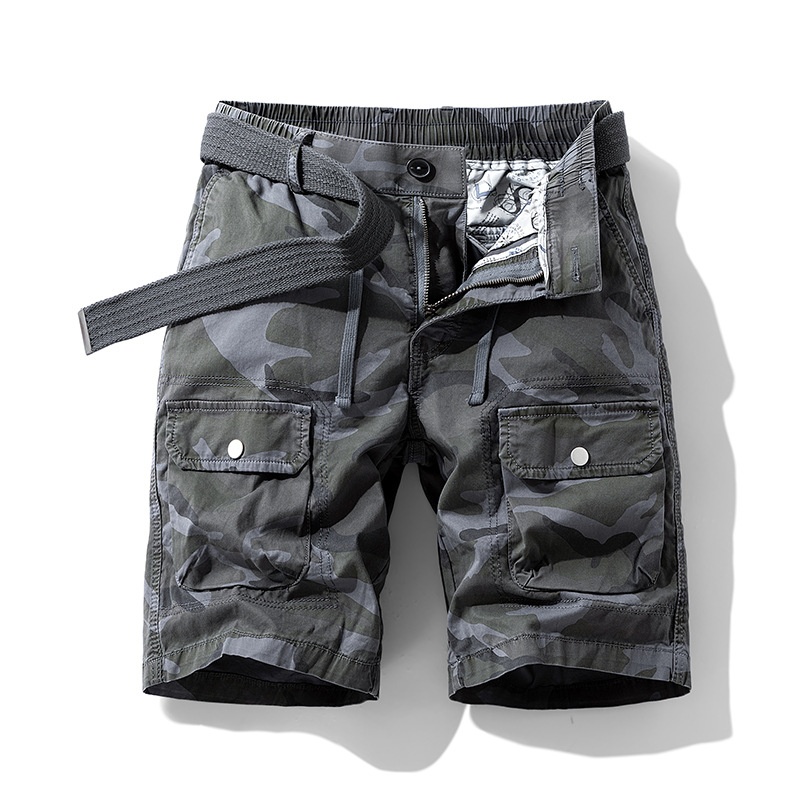 Military Style Multi-Pocket Camouflage Men's Cargo Shorts for Summer Casual Wear  (Belt Not Included)
