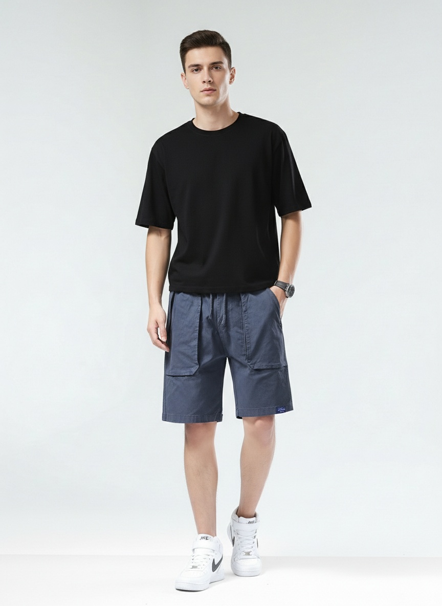 Relaxed Fit Sophisticated Men's Cargo Shorts for Summer Casual Wear