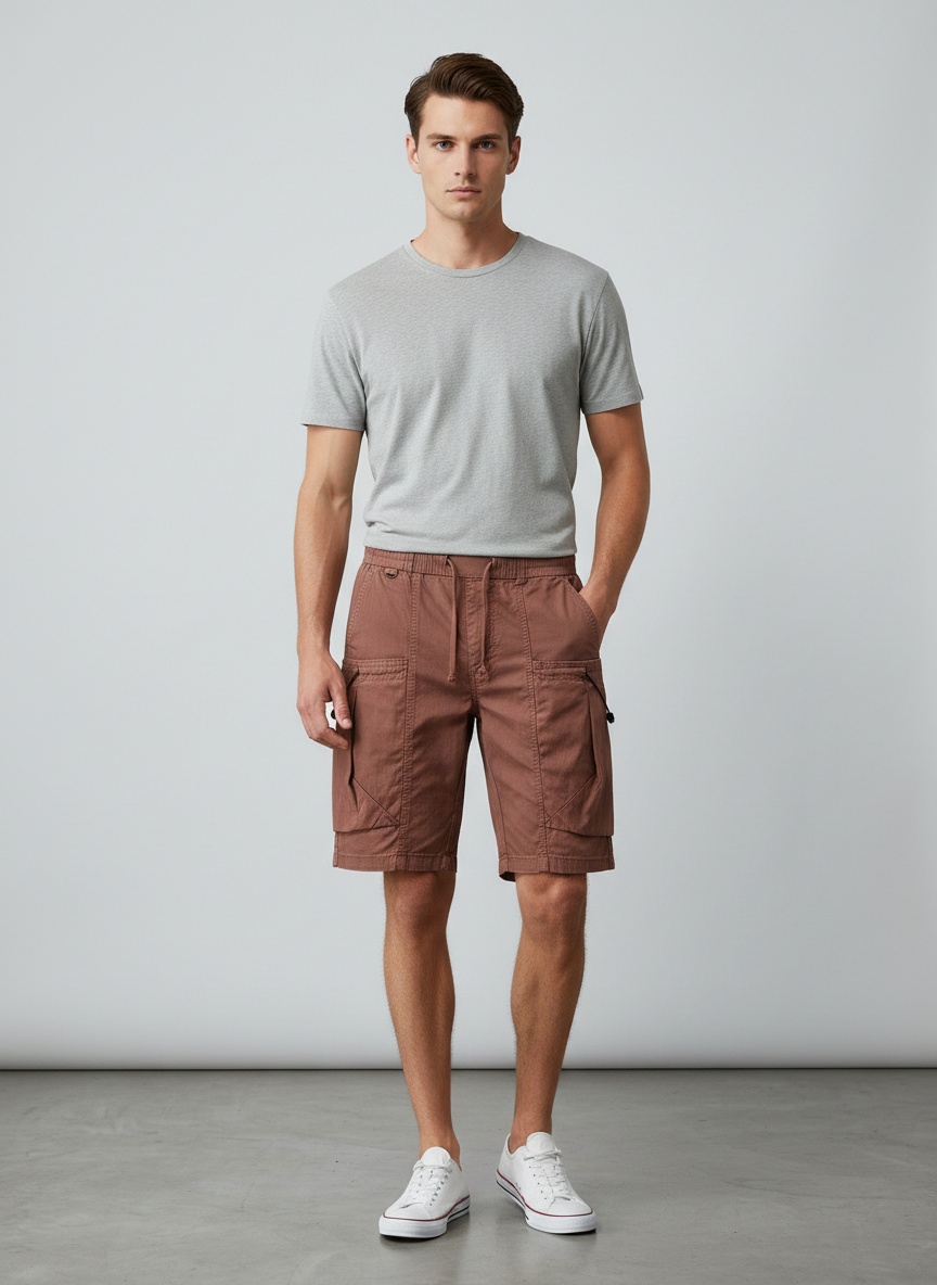 Retro Multi-Pocket Men's Cargo Shorts for Summer Casual Wear