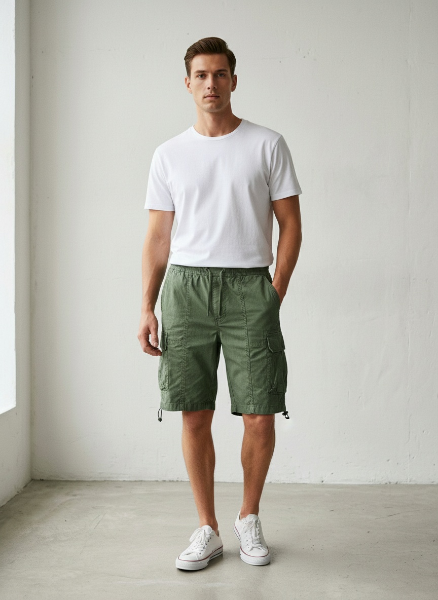 Retro Multi-Pocket Men's Cargo Shorts for Summer Casual Wear