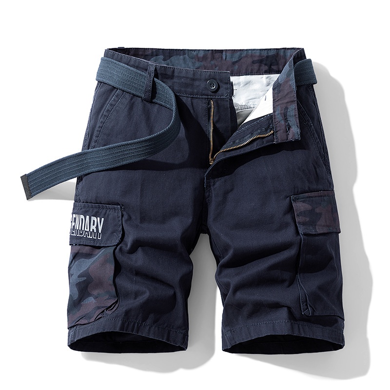 Army Green Multi-Pocket Camouflage Men's Cargo Shorts for Summer Wear  (Belt Not Included)