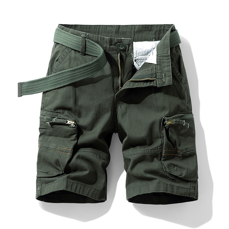Retro Multi-Pocket Zipper Detail Men's Cargo Shorts for Casual Summer Wear  (Belt Not Included)