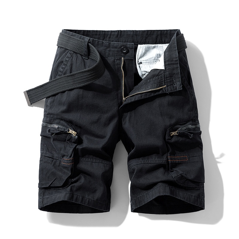 Retro Multi-Pocket Zipper Detail Men's Cargo Shorts for Casual Summer Wear  (Belt Not Included)