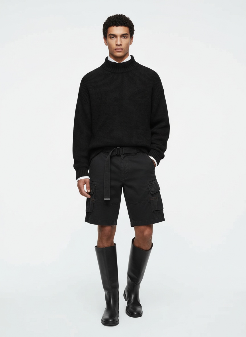 Retro Multi-Pocket Zipper Detail Men's Cargo Shorts for Casual Summer Wear  (Belt Not Included)