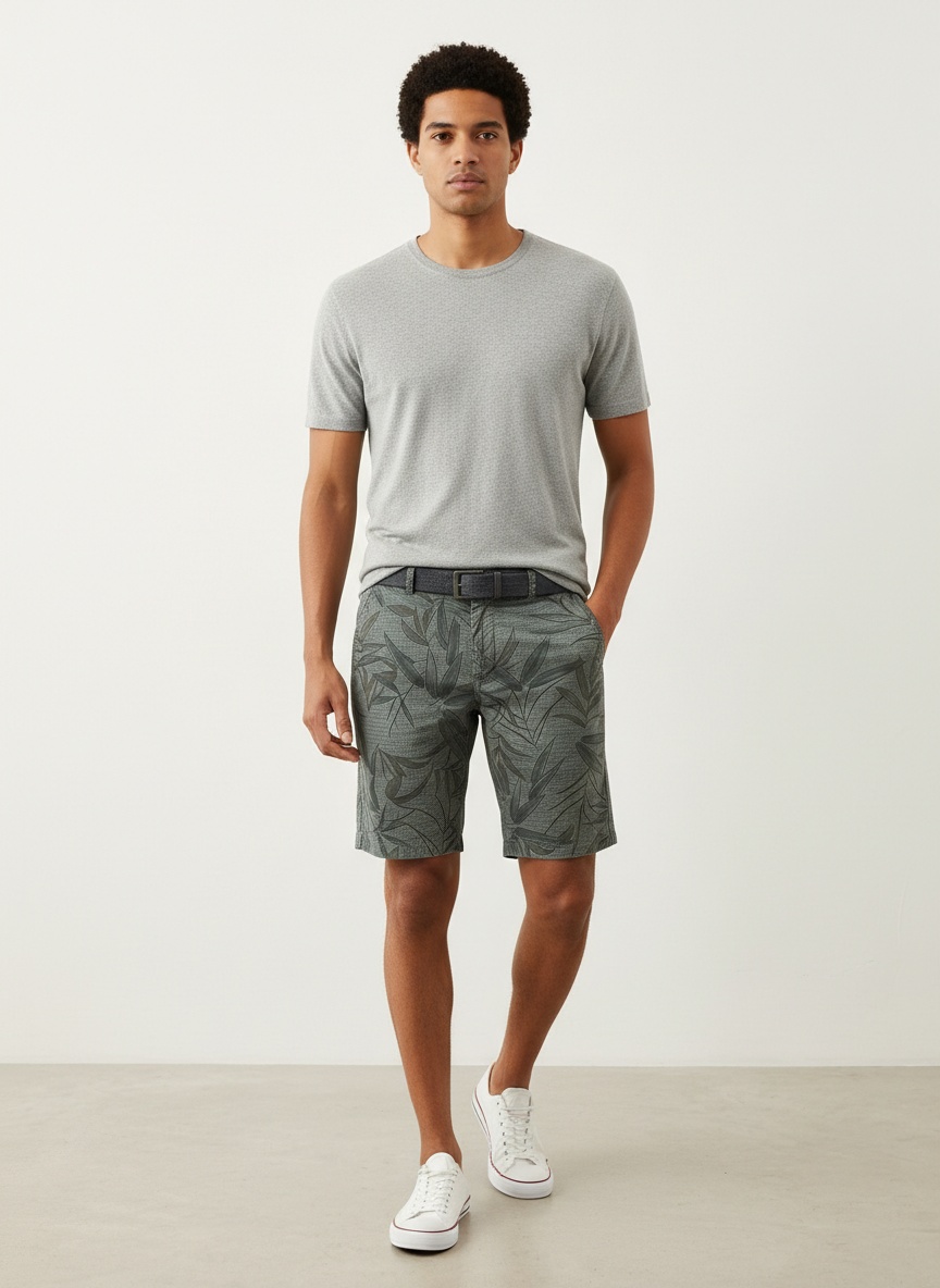 Relaxed Fit Graphic Print Men's Cargo Shorts for Summer Casual Wear  (Belt Not Included)