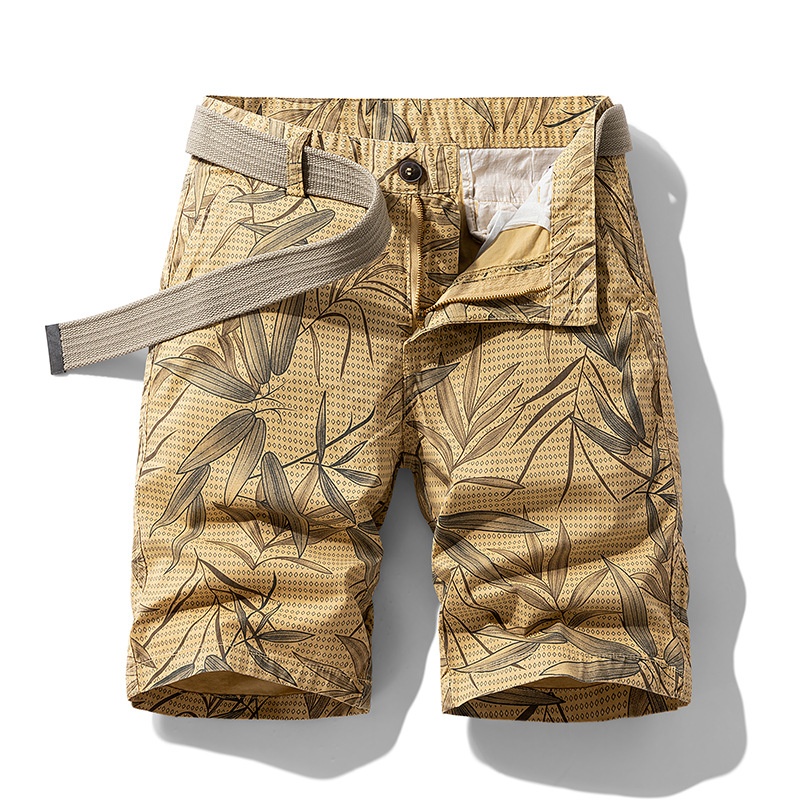 Relaxed Fit Graphic Print Men's Cargo Shorts for Summer Casual Wear  (Belt Not Included)