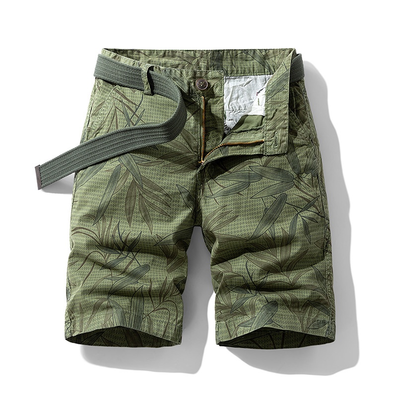 Relaxed Fit Graphic Print Men's Cargo Shorts for Summer Casual Wear  (Belt Not Included)