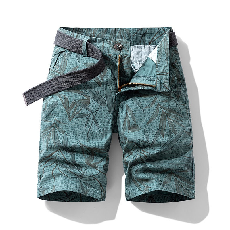 Relaxed Fit Graphic Print Men's Cargo Shorts for Summer Casual Wear  (Belt Not Included)