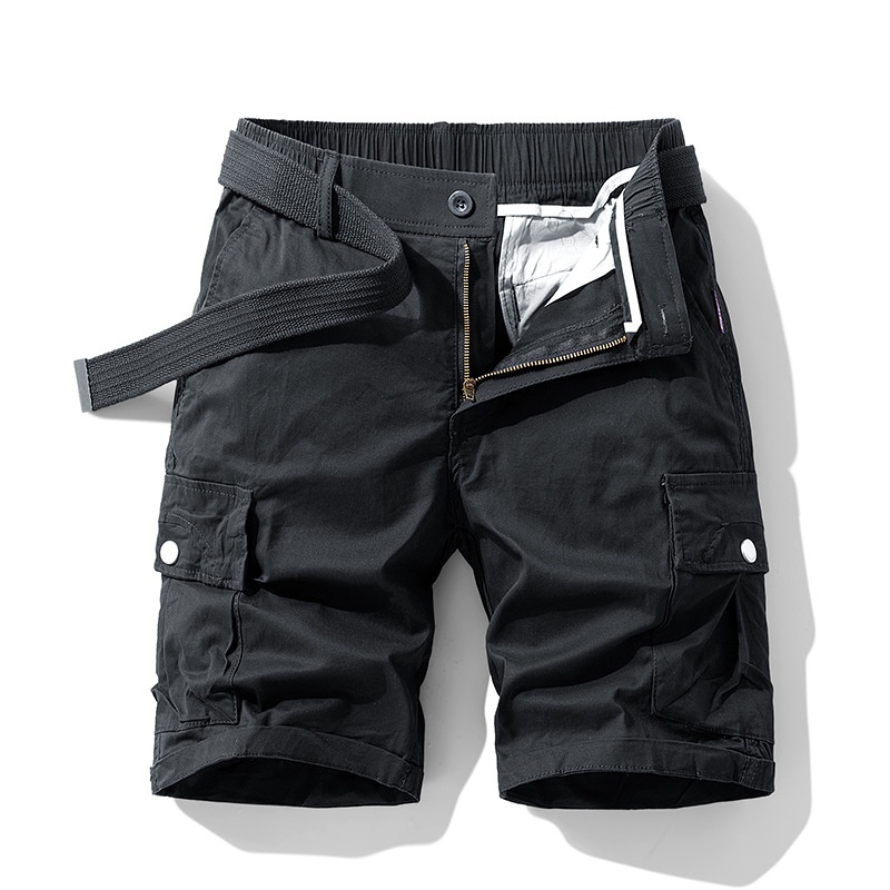 Relaxed Fit Functional Multi-Pocket Men's Cargo Shorts for Summer Streetwear  (Belt Not Included)