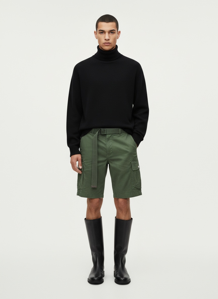 Relaxed Fit Functional Multi-Pocket Men's Cargo Shorts for Summer Streetwear  (Belt Not Included)