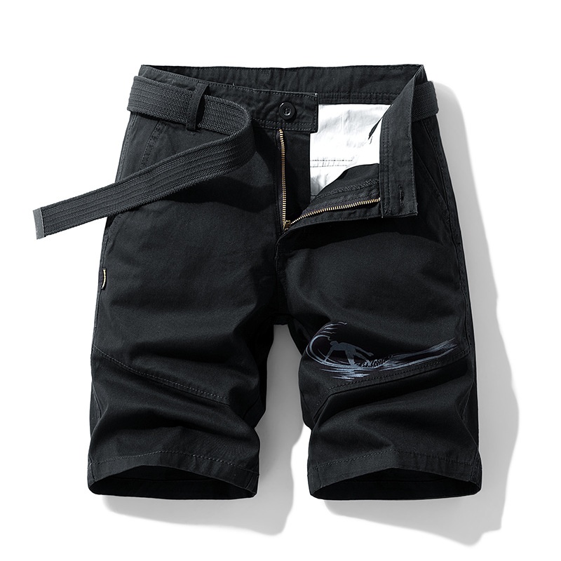 Relaxed Fit Graphic Print Men's Cargo Shorts for Summer Casual Wear 2026 (Belt Not Included)