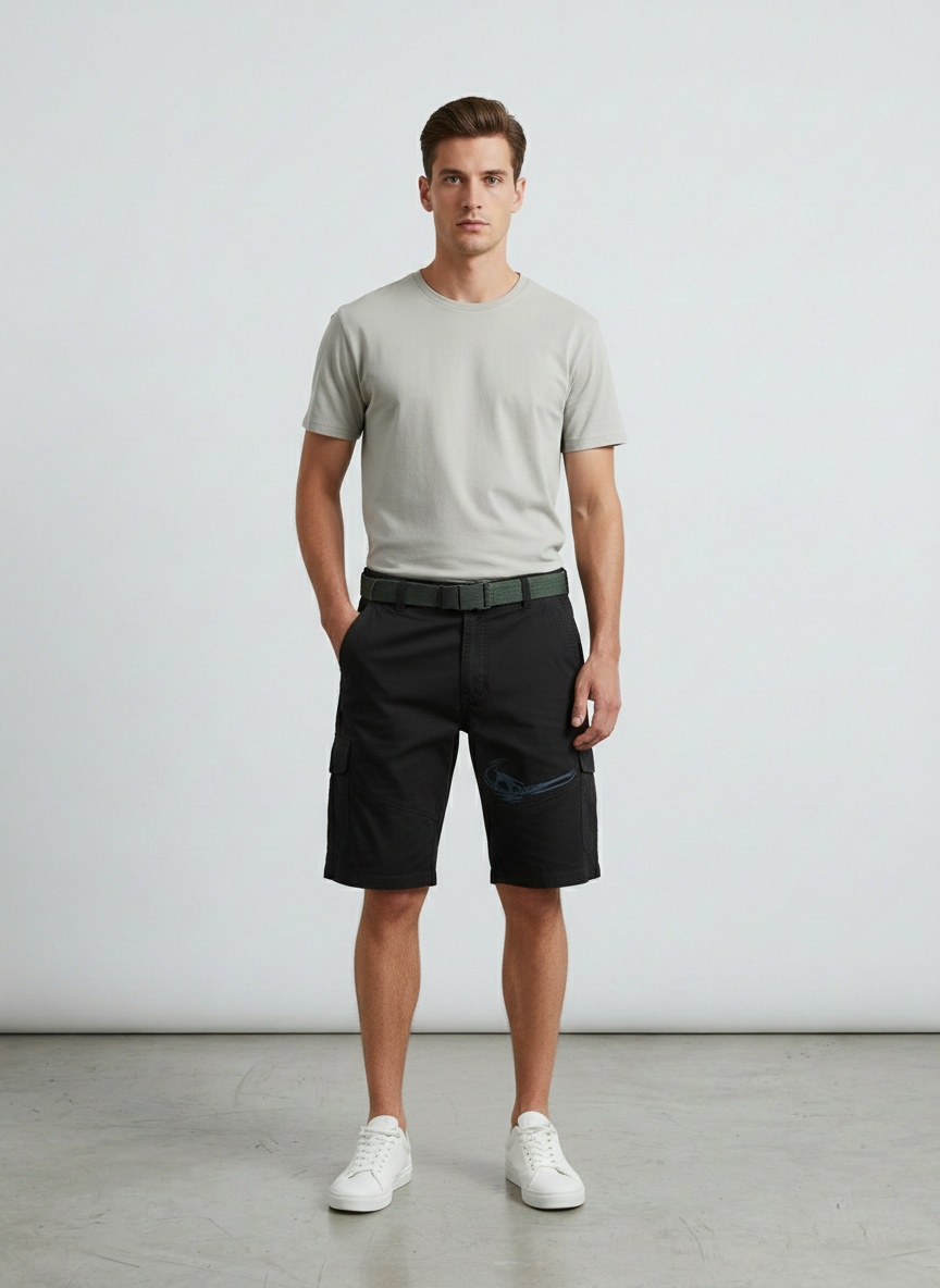 Relaxed Fit Graphic Print Men's Cargo Shorts for Summer Casual Wear 2026 (Belt Not Included)