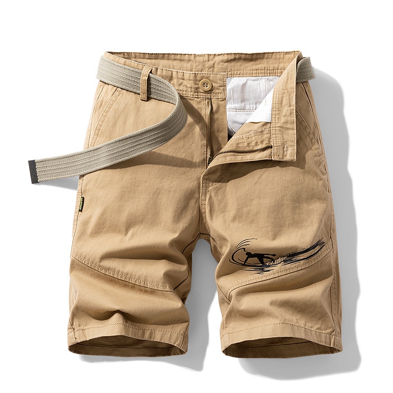 Relaxed Fit Graphic Print Men's Cargo Shorts for Summer Casual Wear 2026 (Belt Not Included)