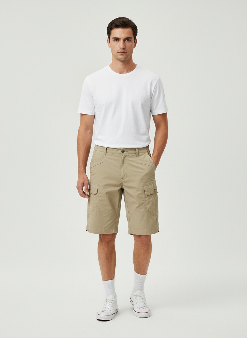 Fashionable Multi-Pocket Men's Cargo Shorts for Summer Casual Wear