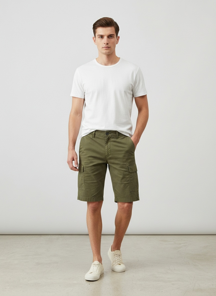 Vintage Minimalist Men's Cargo Shorts for Summer Casual Wear