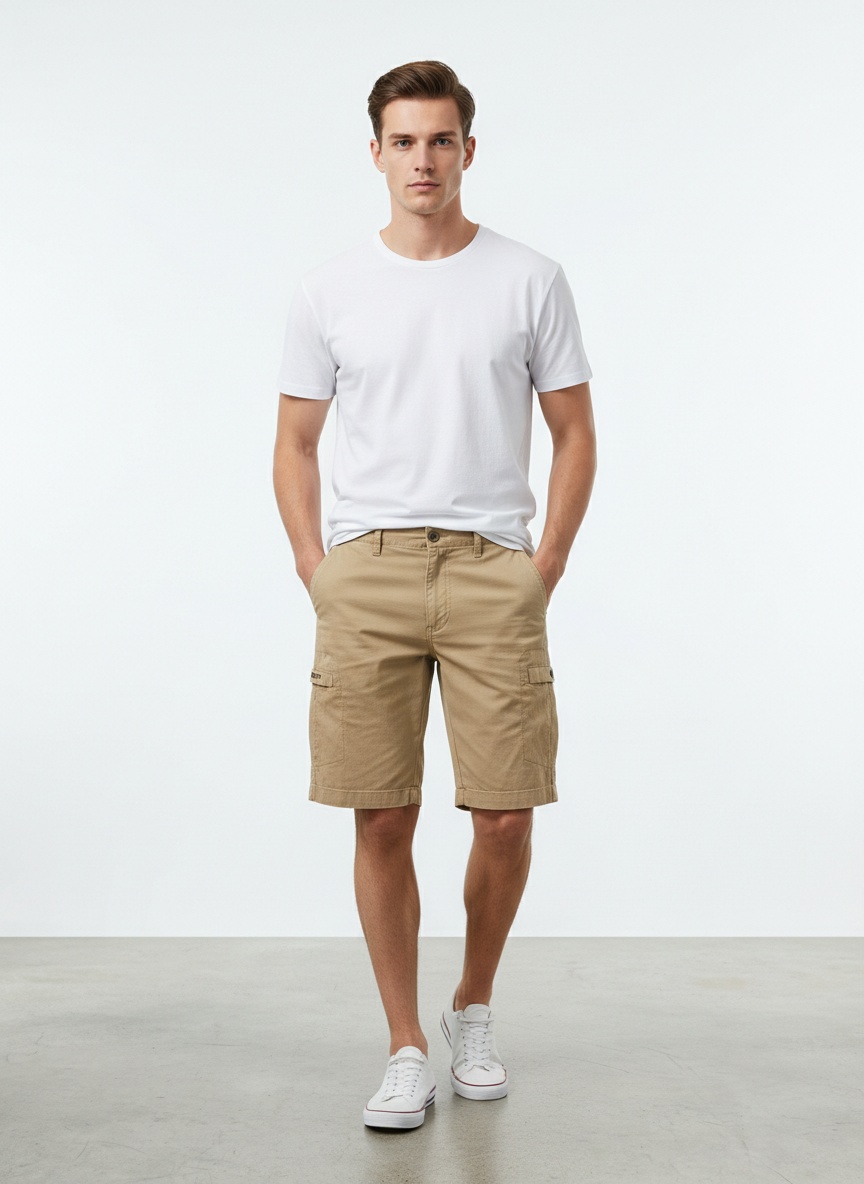Vintage Minimalist Men's Cargo Shorts for Summer Casual Wear