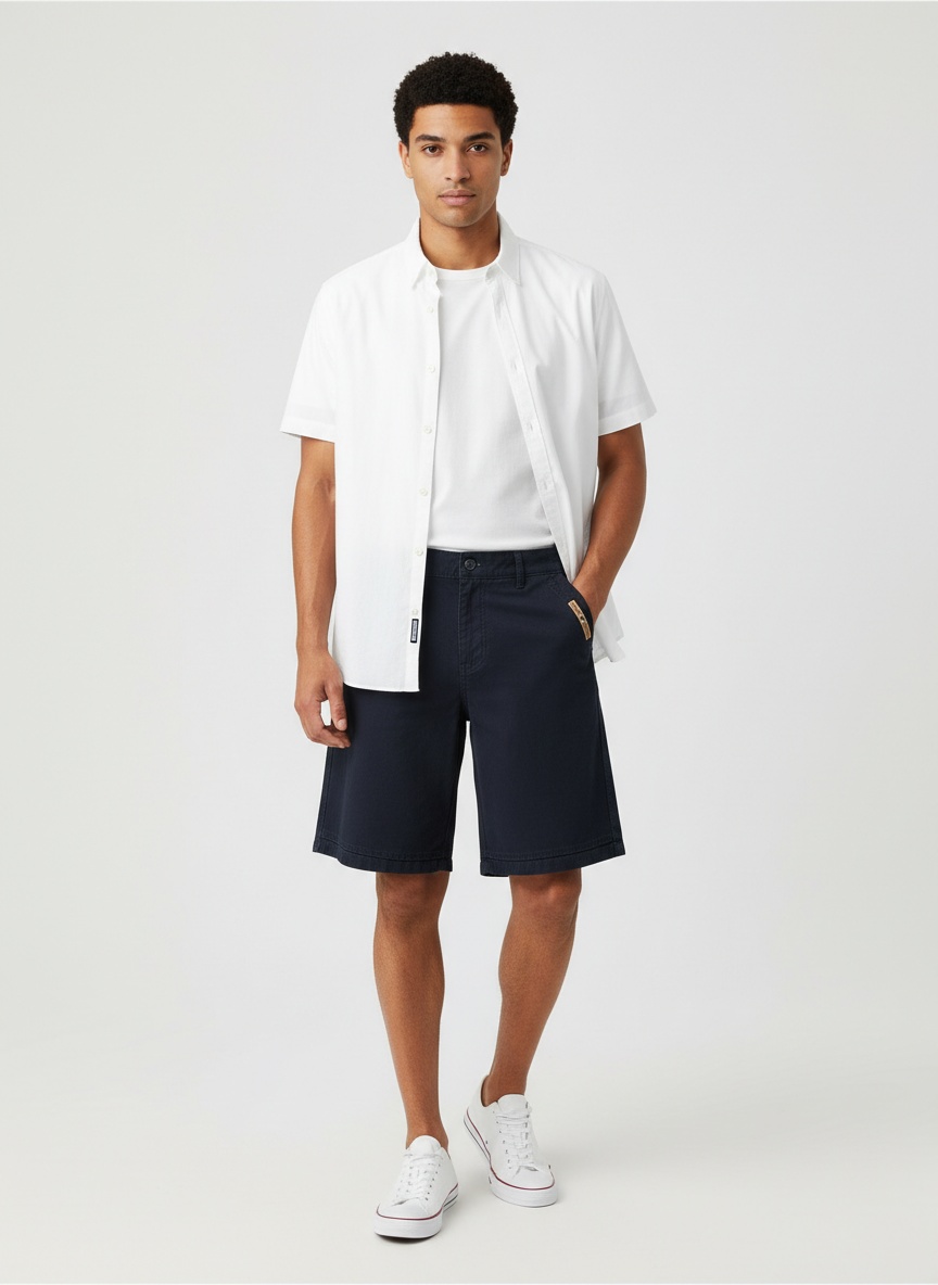 Pantalones cortos cargo vintage elásticos de corte relajado para hombre para uso informal de verano