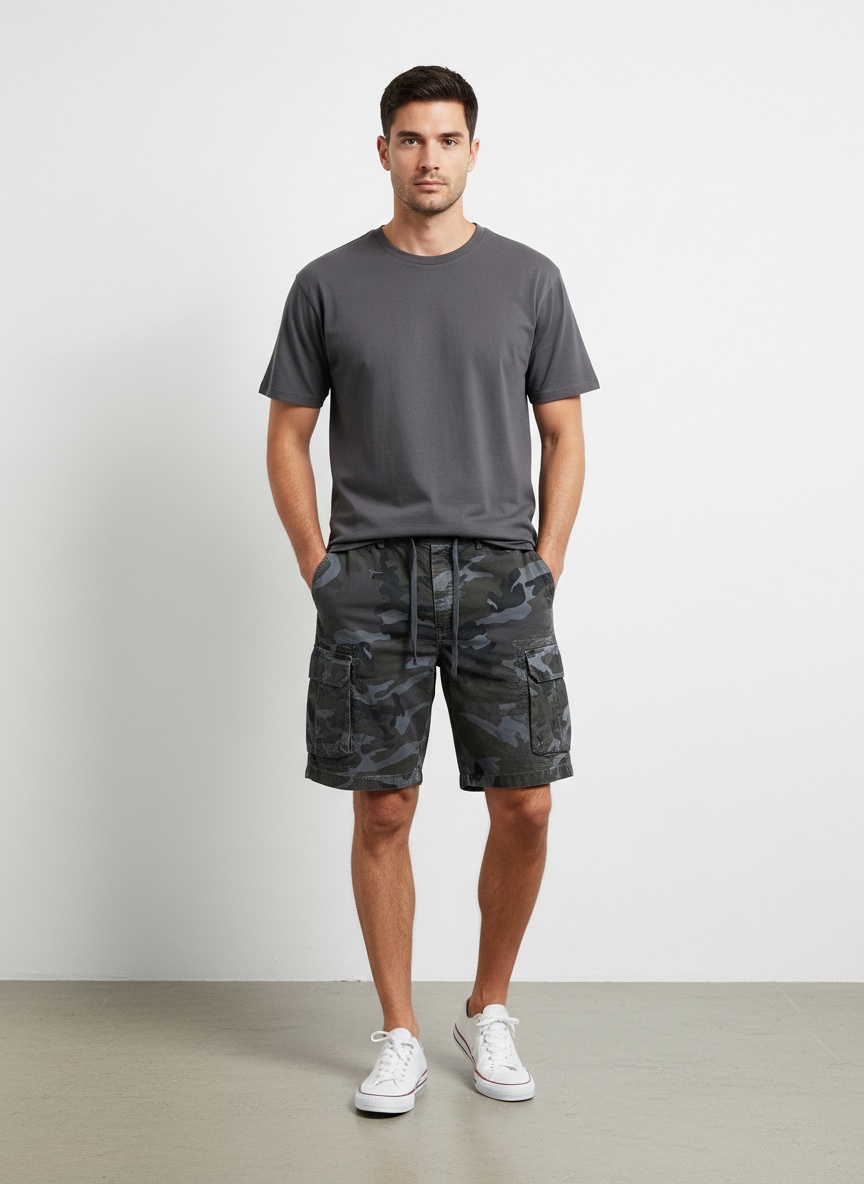 Camouflage-Cargoshorts für Herren mit mehreren Taschen für den Sommer