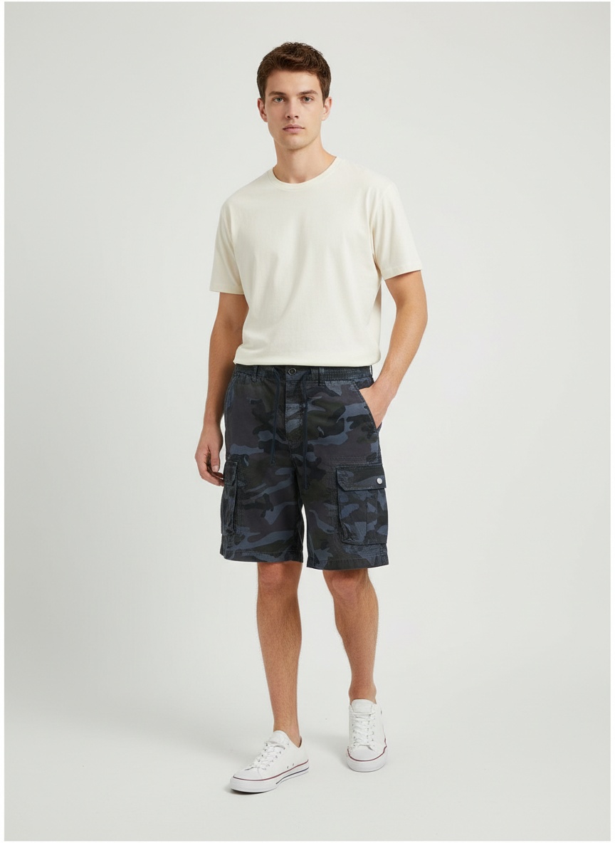 Camouflage-Cargoshorts für Herren mit mehreren Taschen für den Sommer