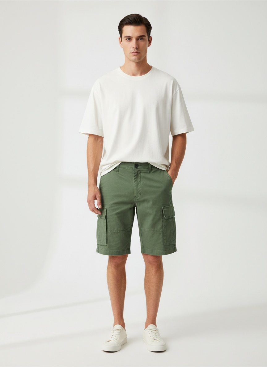 Loose Fit Multi-Pocket Men's Cargo Shorts for Outdoor Casual Wear