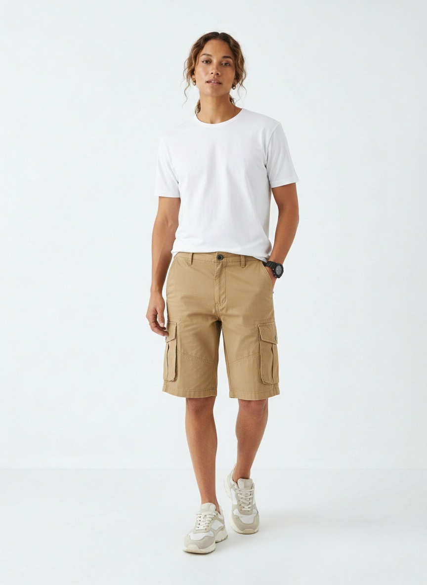 Loose Fit Multi-Pocket Men's Cargo Shorts for Outdoor Casual Wear