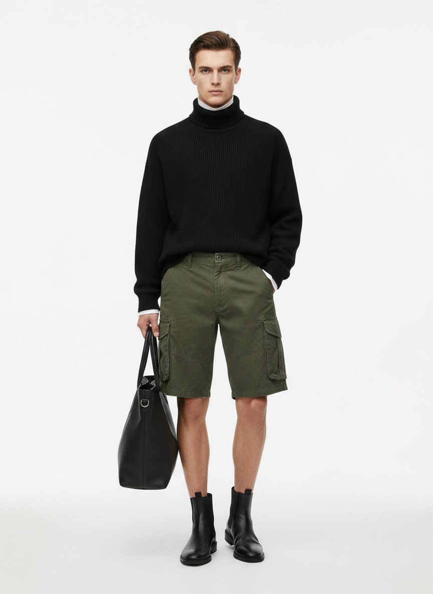 Loose Fit Multi-Pocket Men's Cargo Shorts for Outdoor Casual Wear