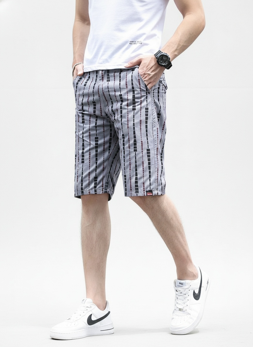 Relaxed Fit Striped Summer Men's Cargo Shorts for Outdoor Casual Wear