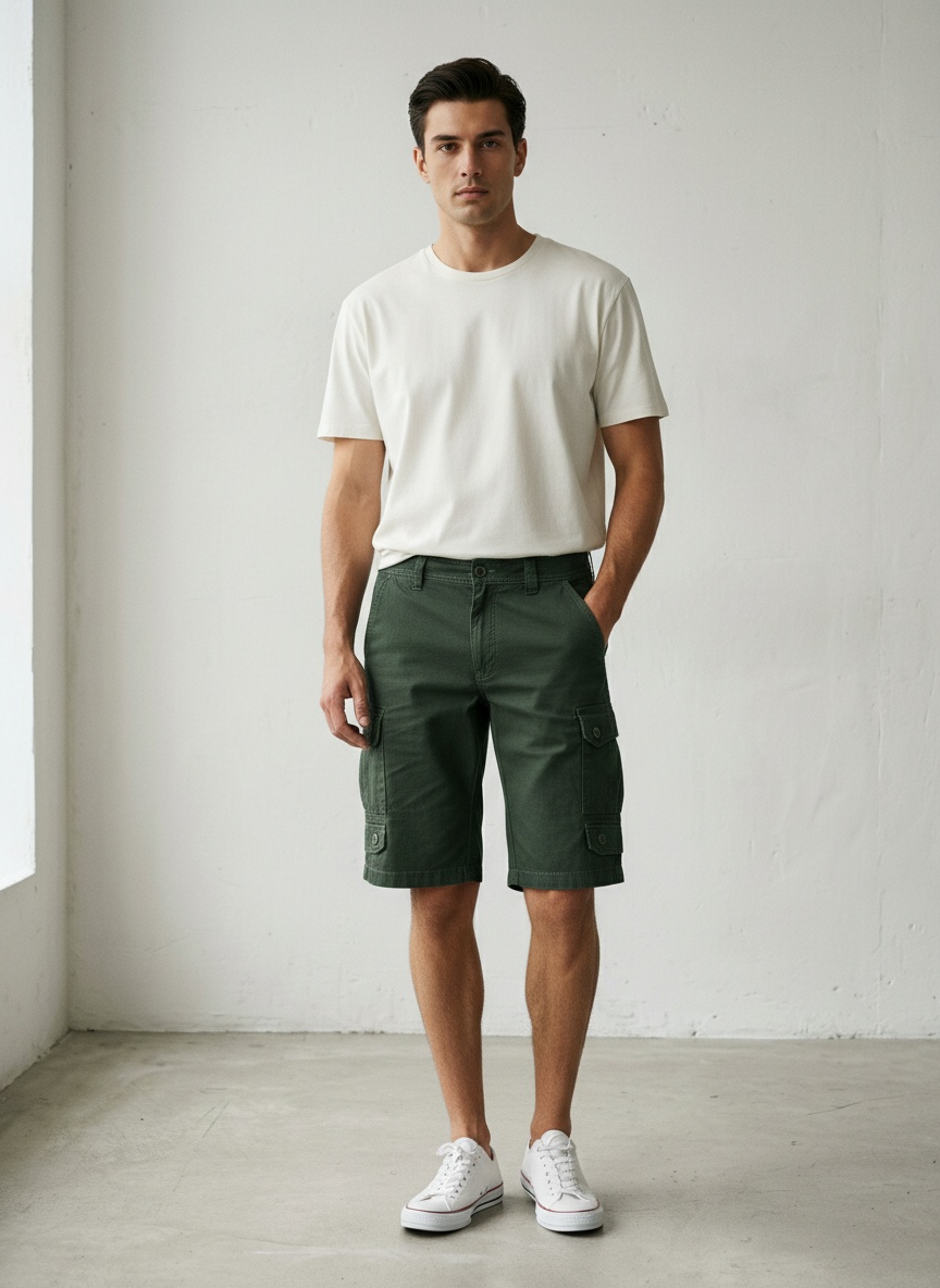 Multi-Pocket Street Style Relaxed Fit Men's Cargo Shorts for Summer Casual Wear