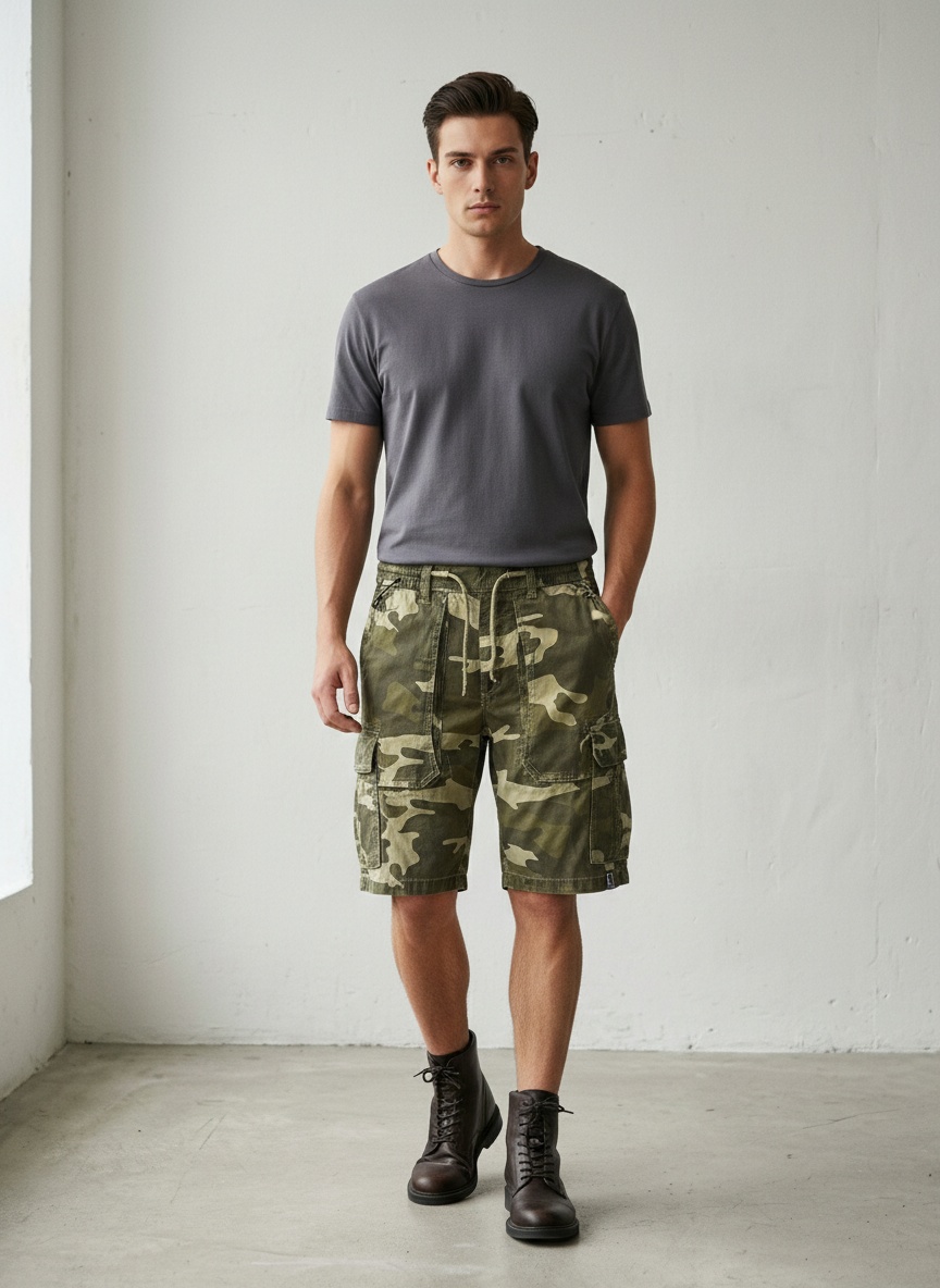 Vintage Camouflage Outdoor Sommer Herren Cargo-Shorts für Freizeit und Outdoor