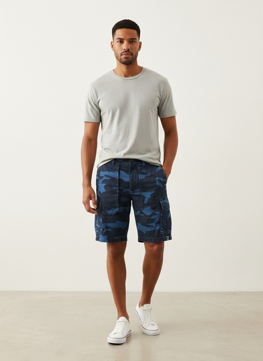 Vintage Camouflage Outdoor Sommer Herren Cargo-Shorts für Freizeit und Outdoor