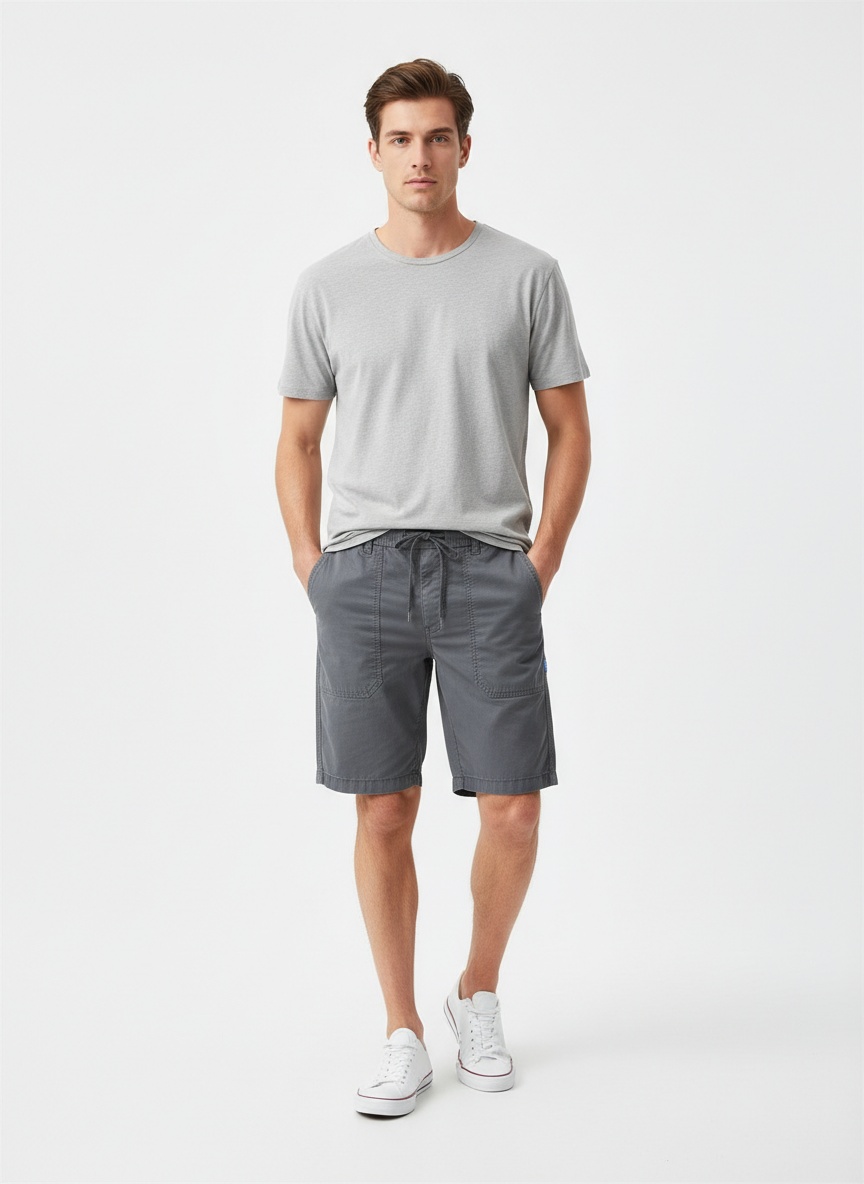Pantalones cortos cargo vintage minimalistas de corte relajado para hombre para uso informal de verano