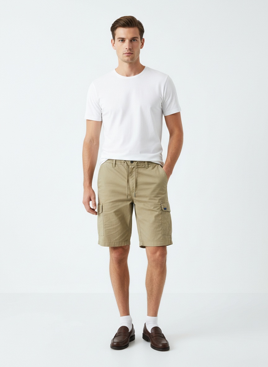 Pantalones cortos cargo vintage minimalistas de corte relajado para hombre para uso informal de verano