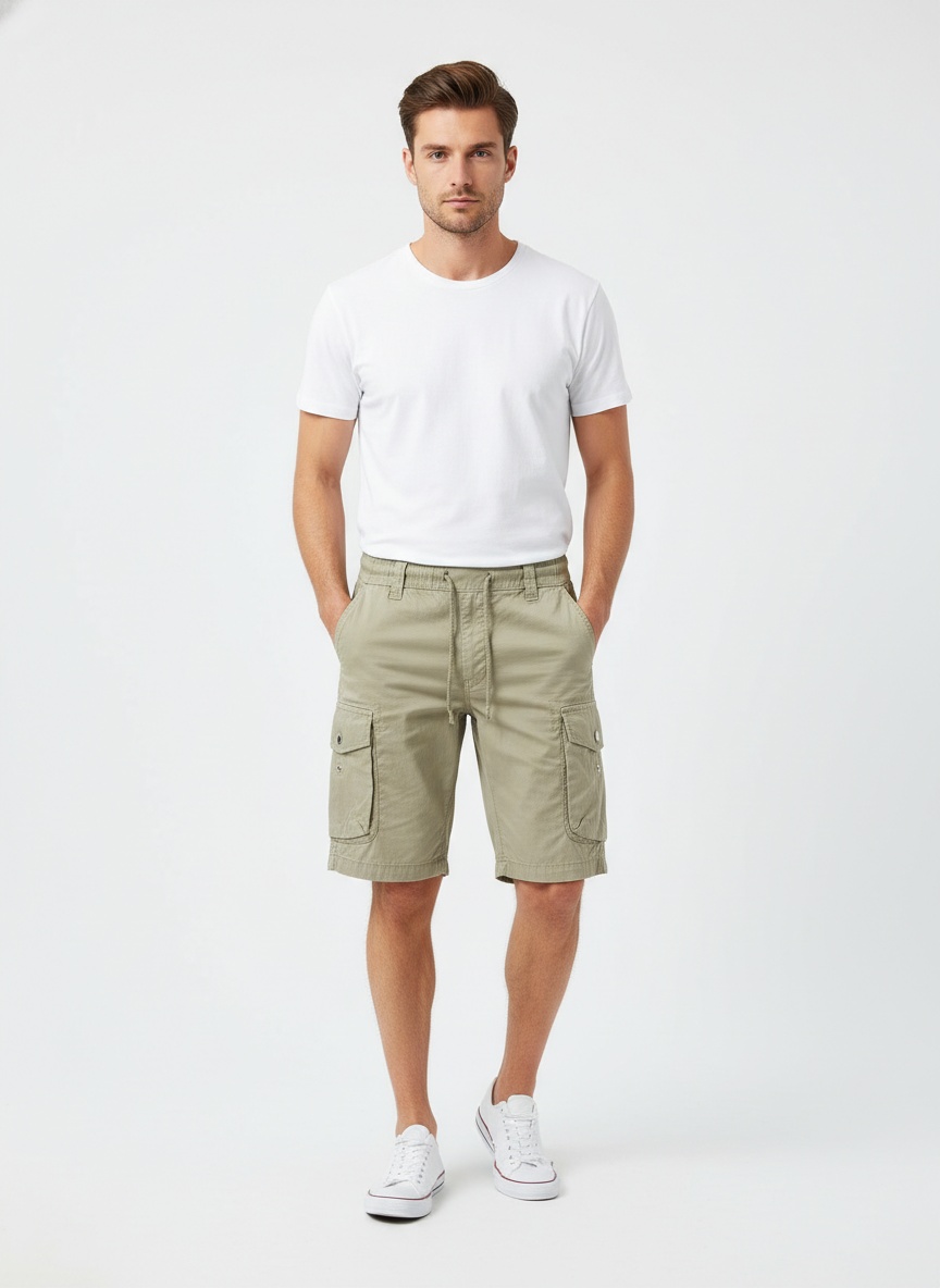 Vintage-inspirierte Cargoshorts für Herren mit vielen Taschen – ideal für sommerliche Outdoor-Aktivitäten