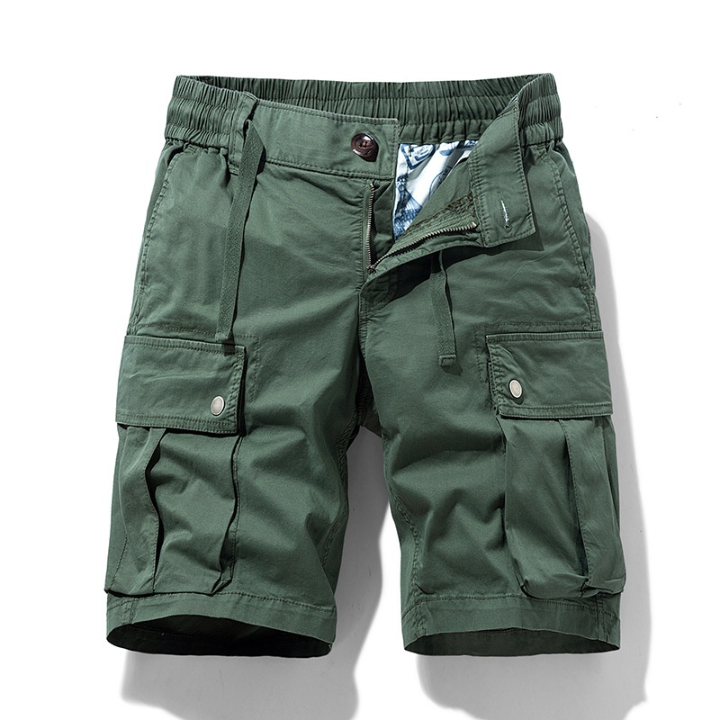 Vintage-Inspired Relaxed Fit Multi-Pocket Men's Cargo Shorts for Summer Casual Wear