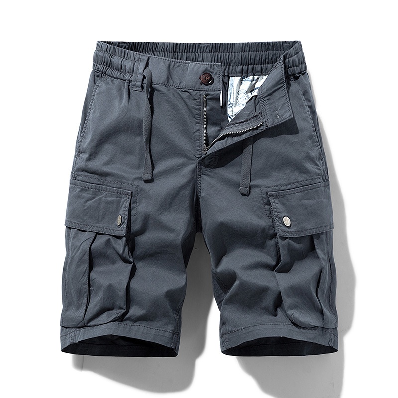 Vintage-Inspired Relaxed Fit Multi-Pocket Men's Cargo Shorts for Summer Casual Wear