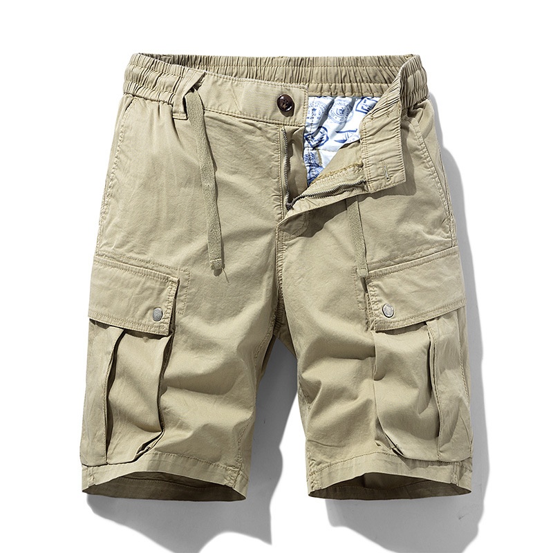 Vintage-Inspired Relaxed Fit Multi-Pocket Men's Cargo Shorts for Summer Casual Wear