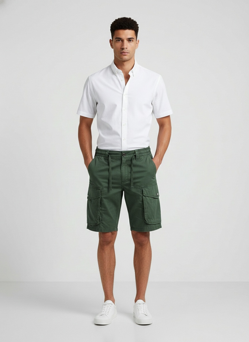 Vintage Relaxed Fit Multi-Pocket Men's Cargo Shorts for Summer Casual Wear