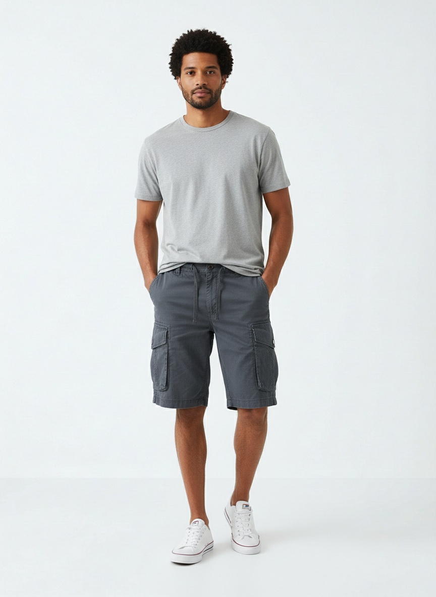 Vintage Relaxed Fit Multi-Pocket Men's Cargo Shorts for Summer Casual Wear
