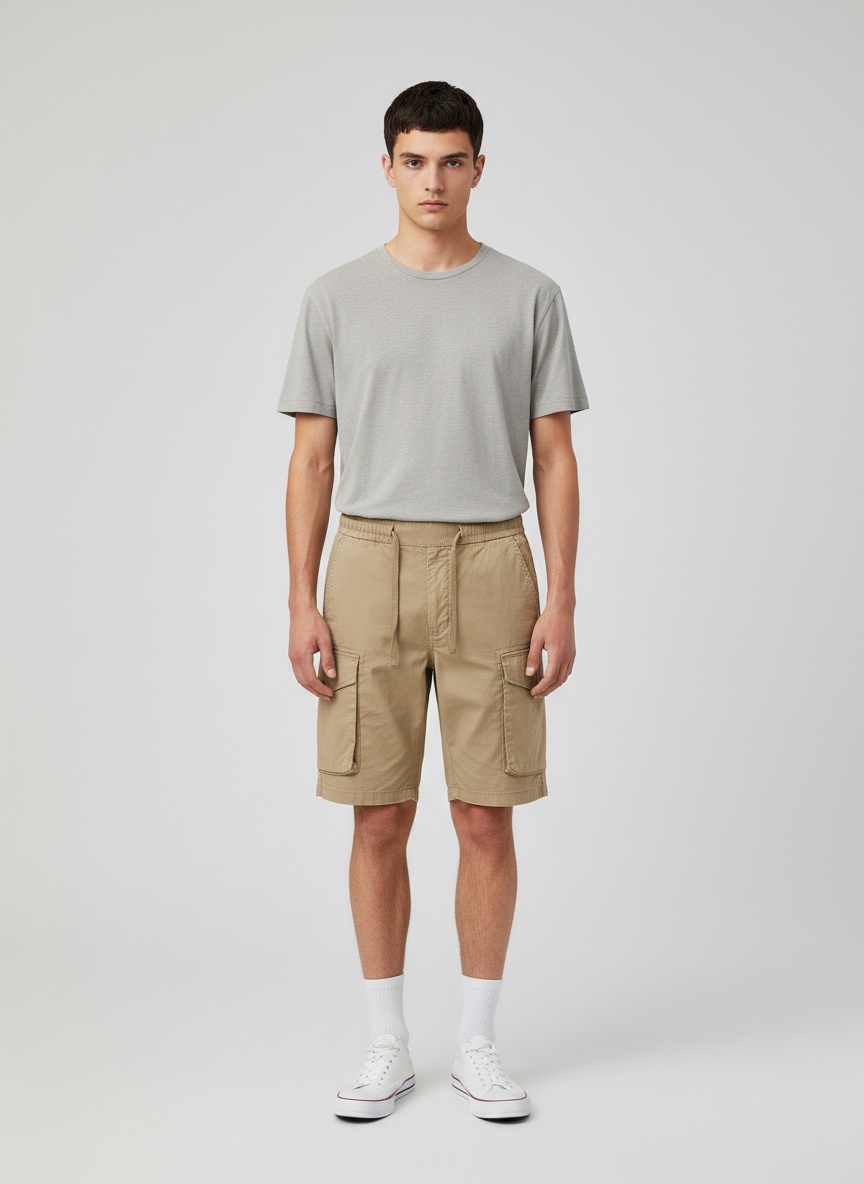 Vintage Relaxed Fit Multi-Pocket Men's Cargo Shorts for Summer Casual Wear