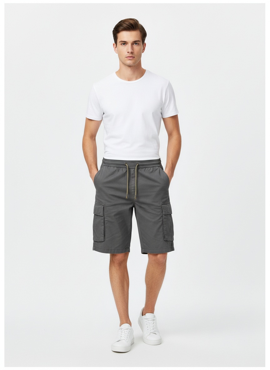 Vintage Minimalist Loose Fit Outdoor Men's Cargo Shorts for Casual Wear