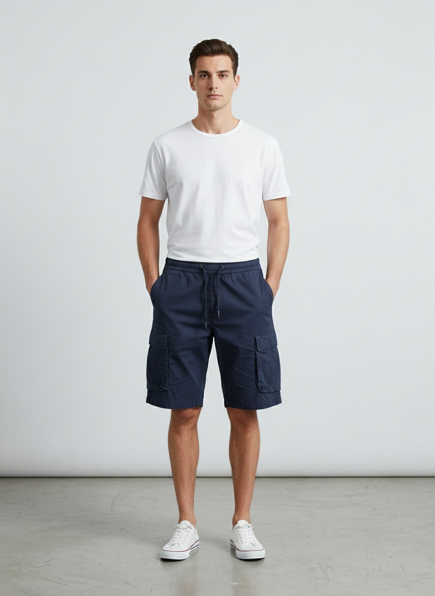 Vintage Minimalist Loose Fit Outdoor Men's Cargo Shorts for Casual Wear