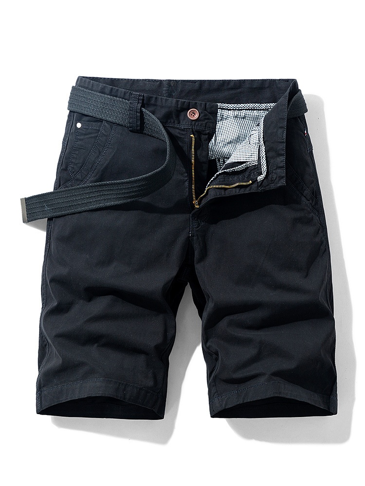 Retro Minimalist Men's Cargo Shorts for Summer Casual Wear  (Belt Not Included)