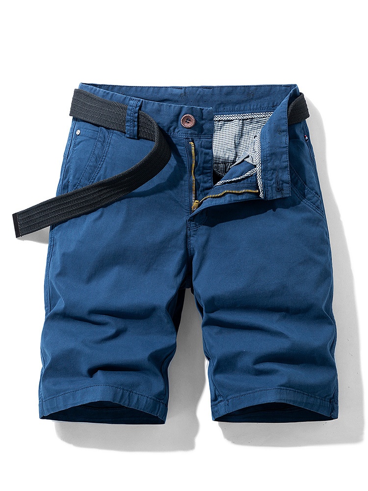 Retro Minimalist Men's Cargo Shorts for Summer Casual Wear  (Belt Not Included)