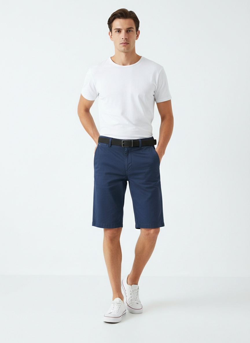 Retro Minimalist Men's Cargo Shorts for Summer Casual Wear  (Belt Not Included)