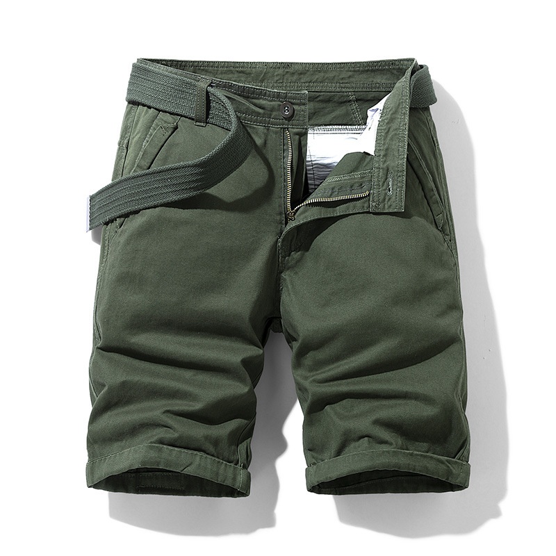 Shorts cargo minimalistas de corte relajado para hombre, ideales para uso informal de verano (cinturón no incluido)