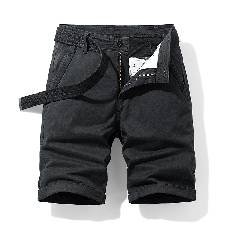Shorts cargo minimalistas de corte relajado para hombre, ideales para uso informal de verano (cinturón no incluido)